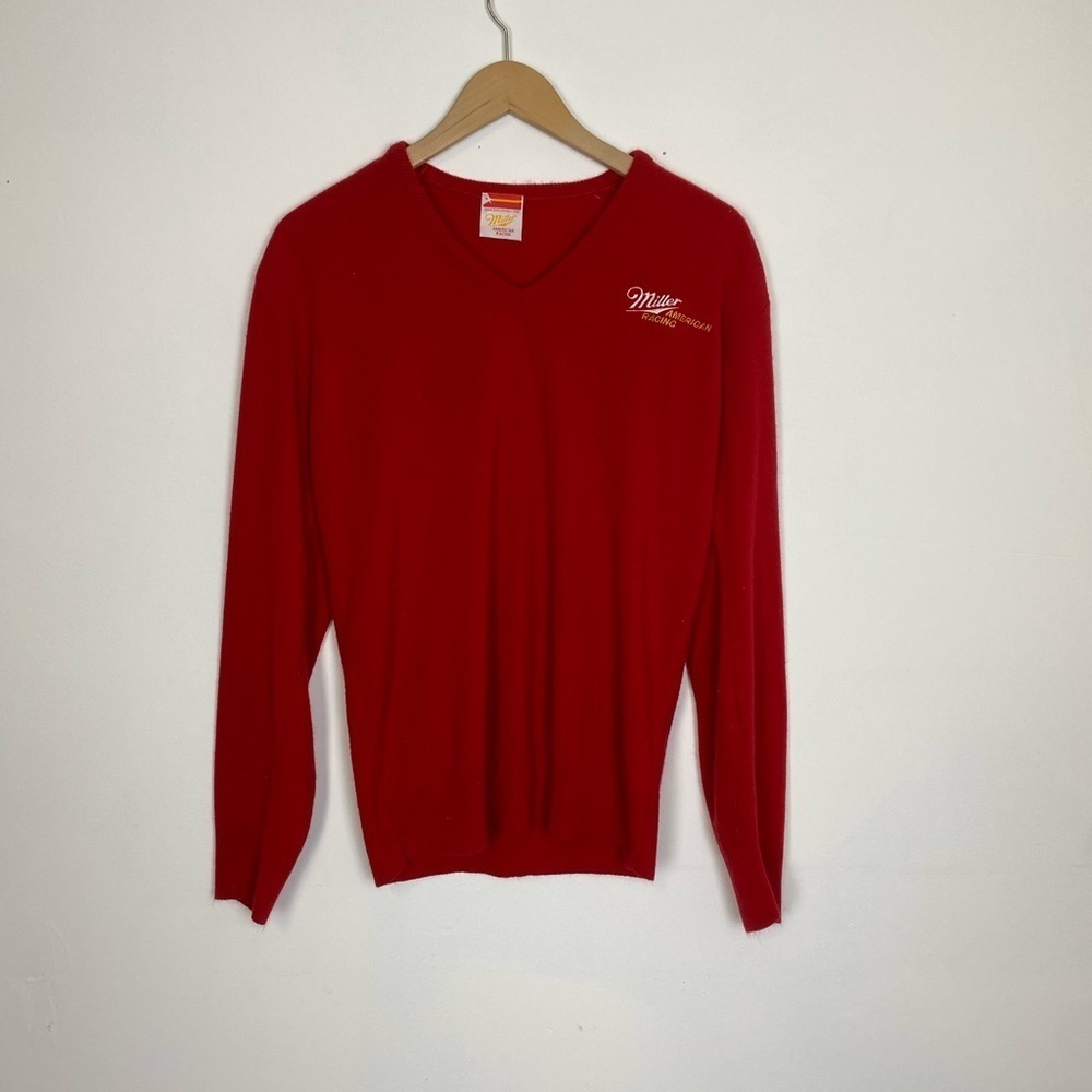 Vintage Miller American Racing V Neck Sweater, Red V Neck, Pullover Sweater, XL - Picture 10 of 12